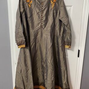 Generation Elegant Gray and Gold Embroidered Dress Pakistani